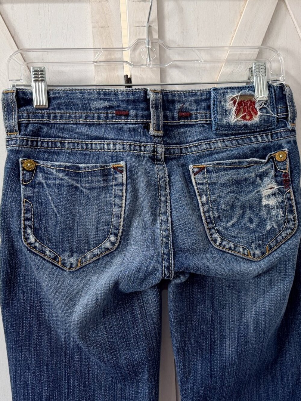 MEK Denim Cape Town Low Rise Bootcut Distressed Y2K Jeans Size 26 - Picture 5 of 7